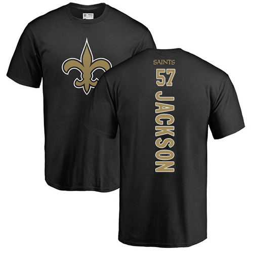 Men New Orleans Saints Black Rickey Jackson Backer NFL Football #57 T Shirt->new orleans saints->NFL Jersey